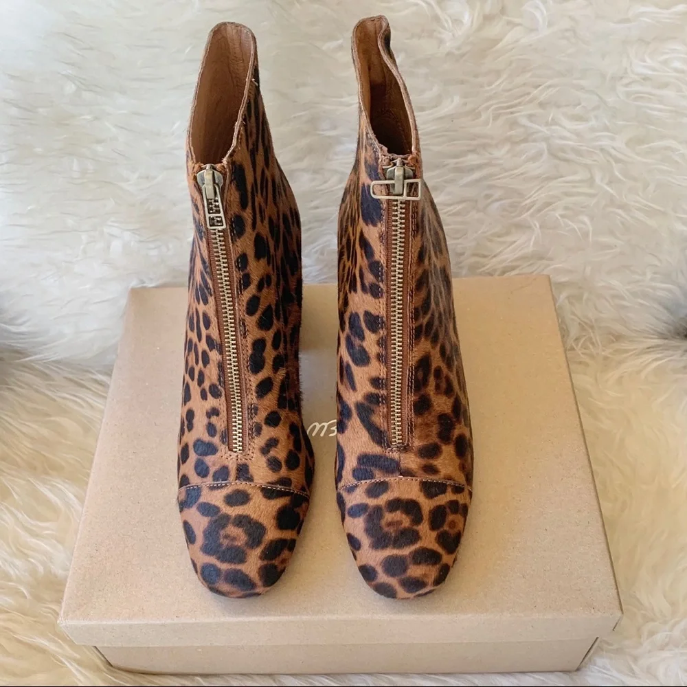 Madewell The Amalia Zip Boot in Leopard Calf Hair Size 8